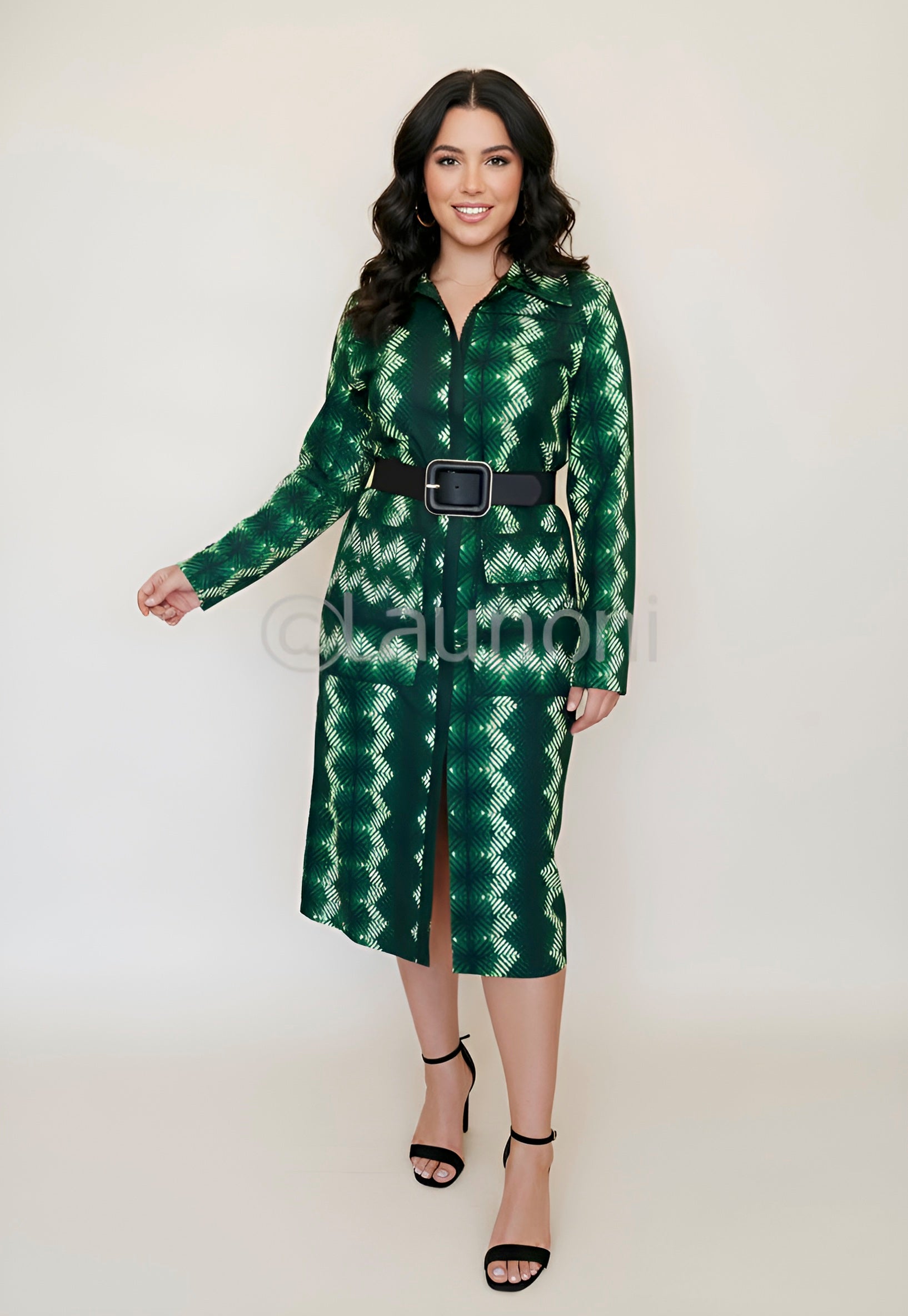 Randa da Ganye (Green twig leaf) Coat Dress