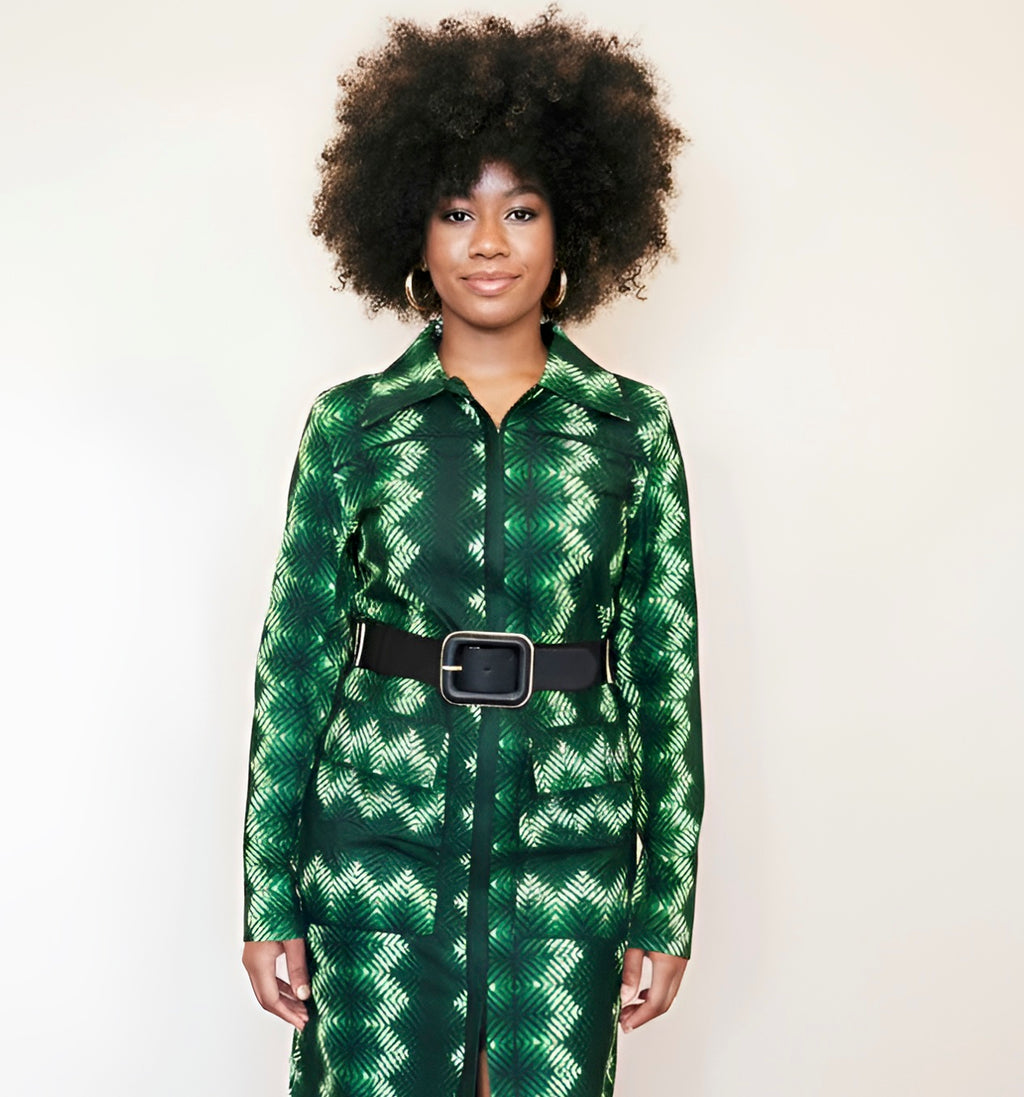 Randa da Ganye (Green twig leaf) Coat Dress