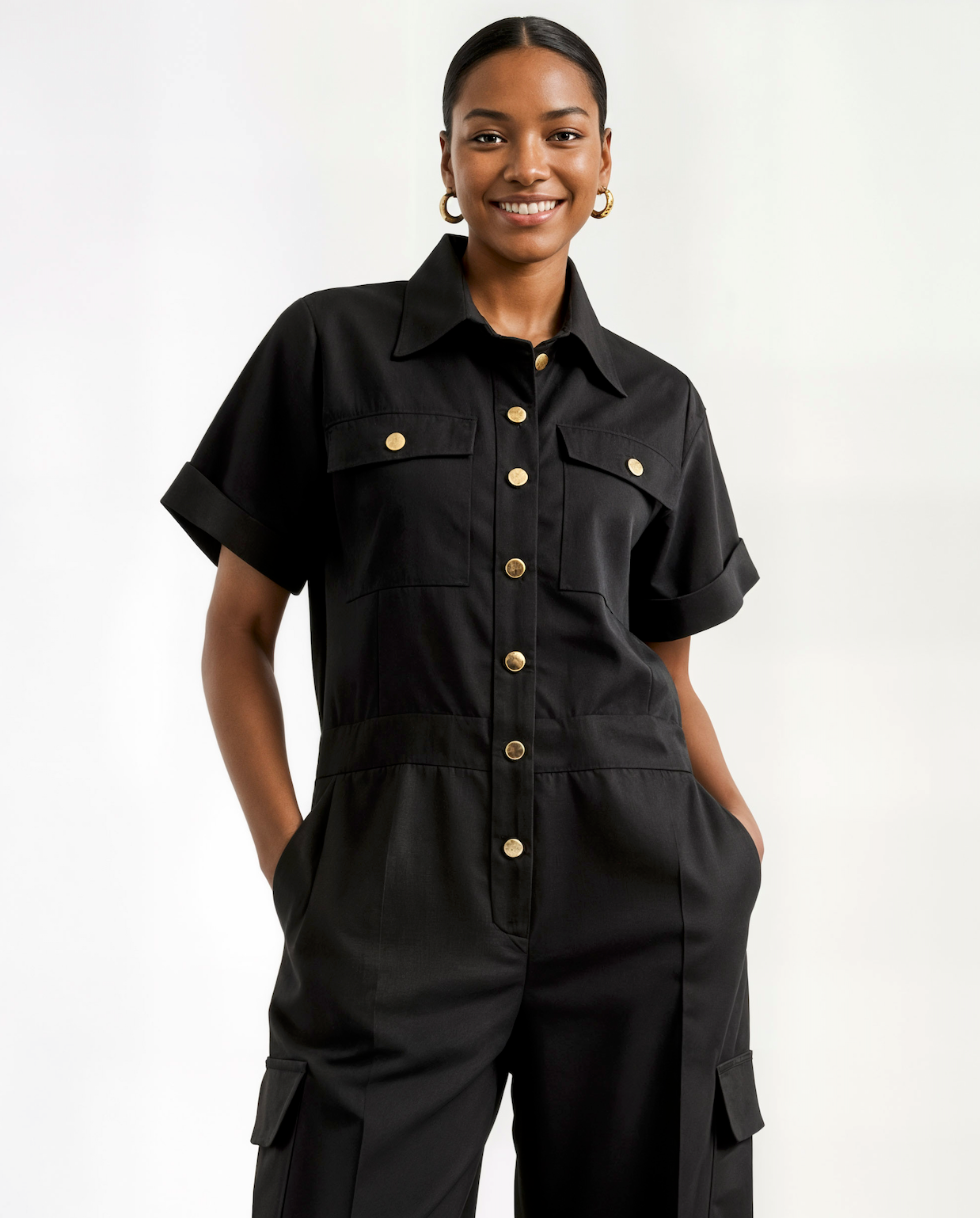 Mikado Workman Jumpsuit (Black)
