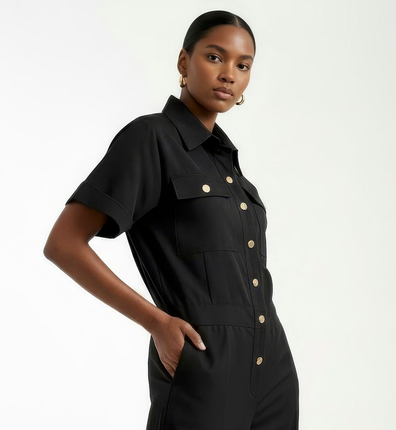 Mikado Workman Jumpsuit (Black)