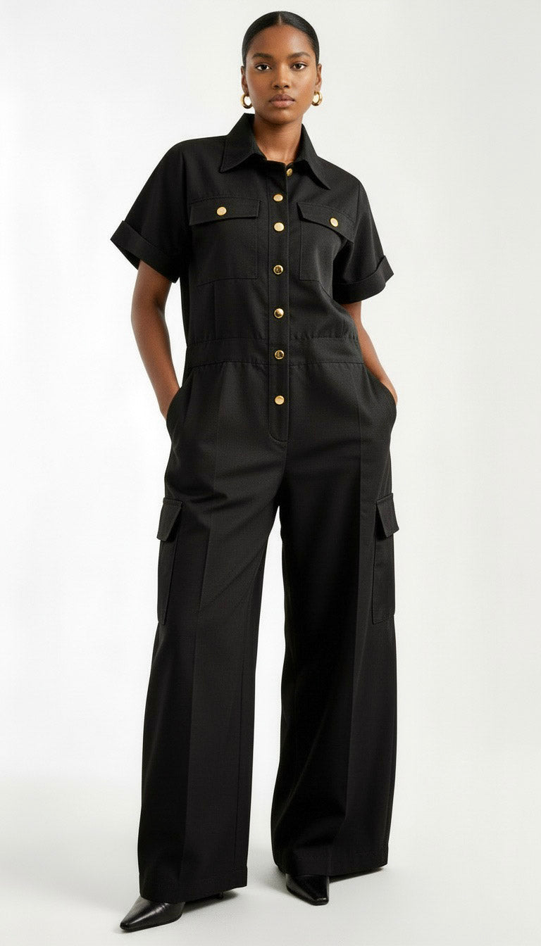 Mikado Workman Jumpsuit (Black)